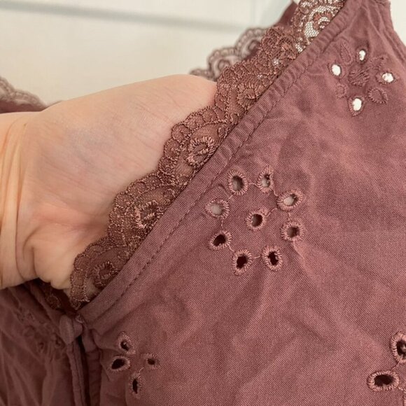 TORRID 1 Plus Size Sophie Eyelet Swing Cami Mauve Pink Lace Trim Summer Tank Top - Picture 5 of 16